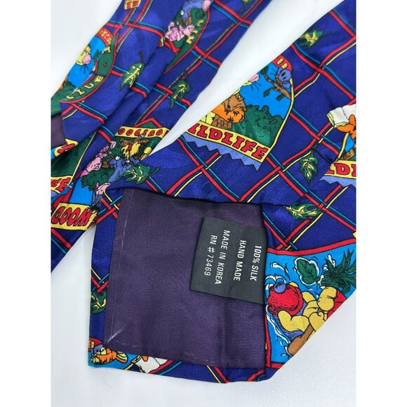 VTG Disney Winnie the Pooh Friends Mickey Inc Men's 100% Silk Novelty Tie Blue - Picture 3 of 6